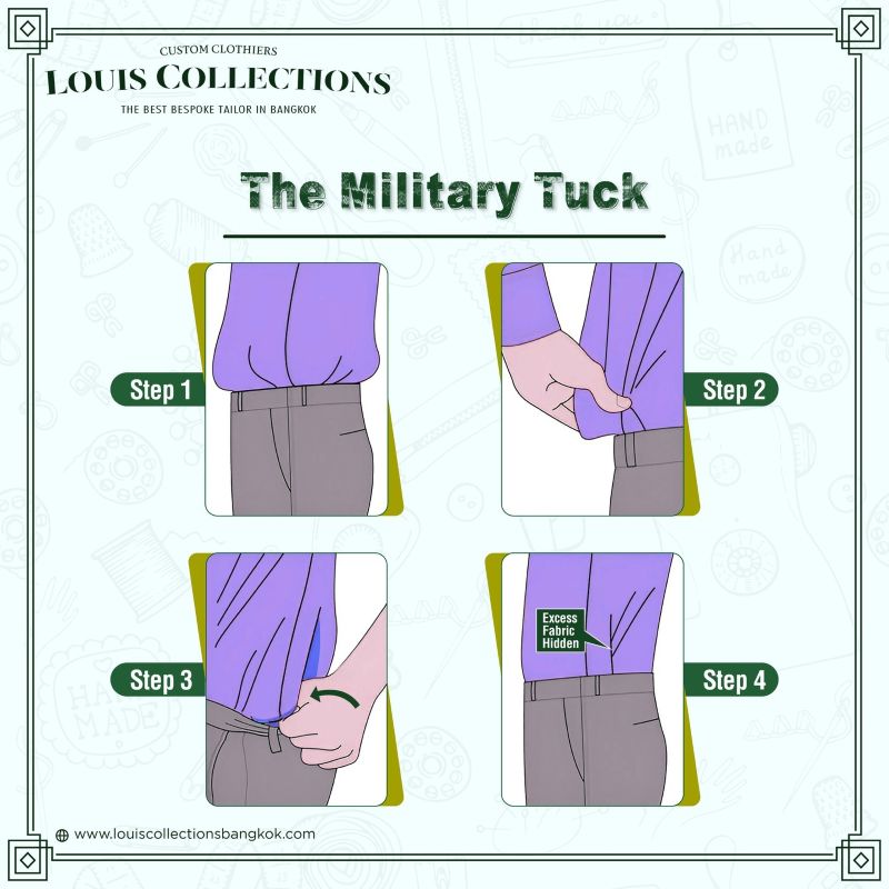 plooitechniek military tuck overhemd