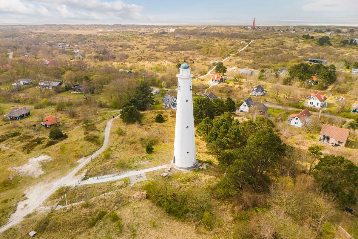 Funda vuurtoren Schiermonnikoog bovenaanzicht